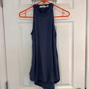 Athleta Womens Navy Blue High Neck Halter Tank Top Sleeveless Size XS Relaxed
